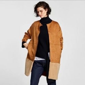 Zara Feux Suede Tan Jacket NWOT